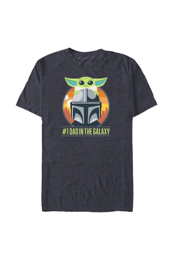 The Mandalorian and Grogu #1 Dad in the Galaxy - Short Sleeve Blended T-Shirt for Adults - Customized-Navy Heather