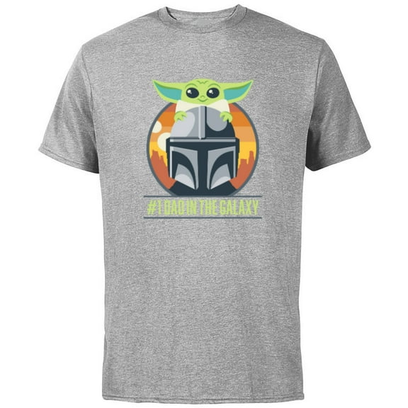 Star Wars The Mandalorian and Grogu #1 Dad in the Galaxy - Short Sleeve Cotton T-Shirt for Adults - Customized-Athletic Heather