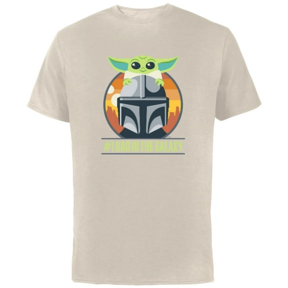 Star Wars The Mandalorian and Grogu #1 Dad in the Galaxy - Short Sleeve Cotton T-Shirt for Adults - Customized-Natural