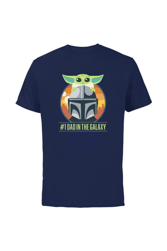 The Mandalorian and Grogu #1 Dad in the Galaxy - Short Sleeve Cotton T-Shirt for Adults - Customized-Navy