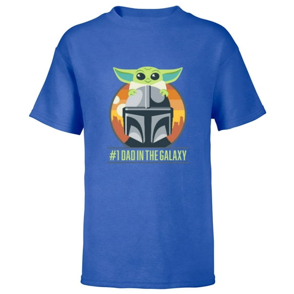 Star Wars The Mandalorian and Grogu #1 Dad in the Galaxy - Short Sleeve T-Shirt for Kids - Customized-Royal