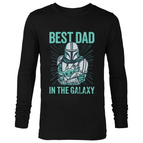 Star Wars The Mandalorian and Grogu Best Dad in the Galaxy - Long Sleeve T-Shirt for Men - Customized-Black