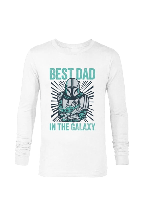 The Mandalorian and Grogu Best Dad in the Galaxy - Long Sleeve T-Shirt for Men - Customized-White