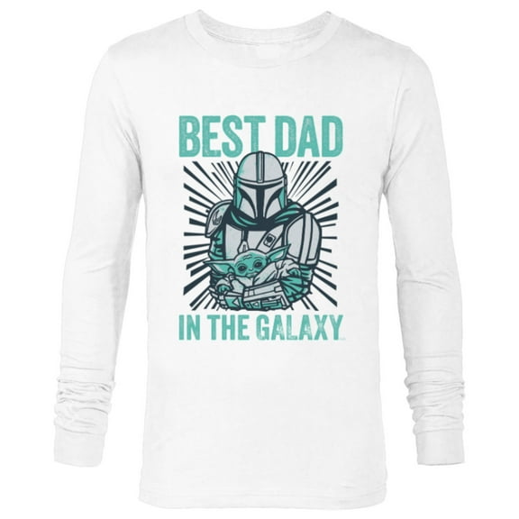 Star Wars The Mandalorian and Grogu Best Dad in the Galaxy - Long Sleeve T-Shirt for Men - Customized-White