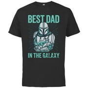 Star Wars The Mandalorian and Grogu Best Dad in the Galaxy - Short Sleeve Cotton T-Shirt for Adults - Customized-Black