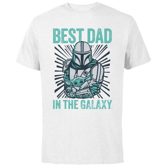 Star Wars The Mandalorian and Grogu Best Dad in the Galaxy - Short Sleeve Cotton T-Shirt for Adults - Customized-White