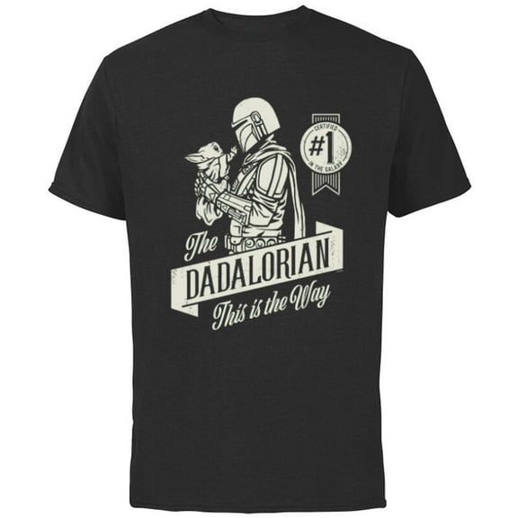 Star Wars The Mandalorian and Grogu Dadalorian Father's Day - Short Sleeve Cotton T-Shirt for Adults - Customized-Black