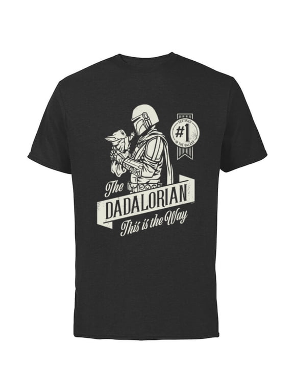 The Mandalorian and Grogu Dadalorian Father's Day - Short Sleeve Cotton T-Shirt for Adults - Customized-Black