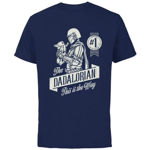 Star Wars The Mandalorian and Grogu Dadalorian Father's Day - Short Sleeve Cotton T-Shirt for Adults - Customized-Navy