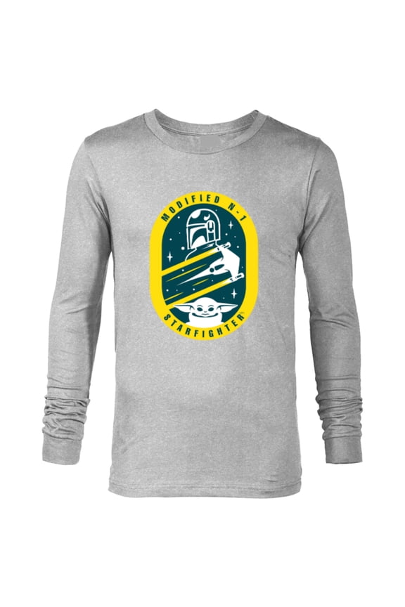 The Mandalorian and Grogu Modified N-1 Starfighter - Long Sleeve T-Shirt for Men - Customized-Athletic Heather