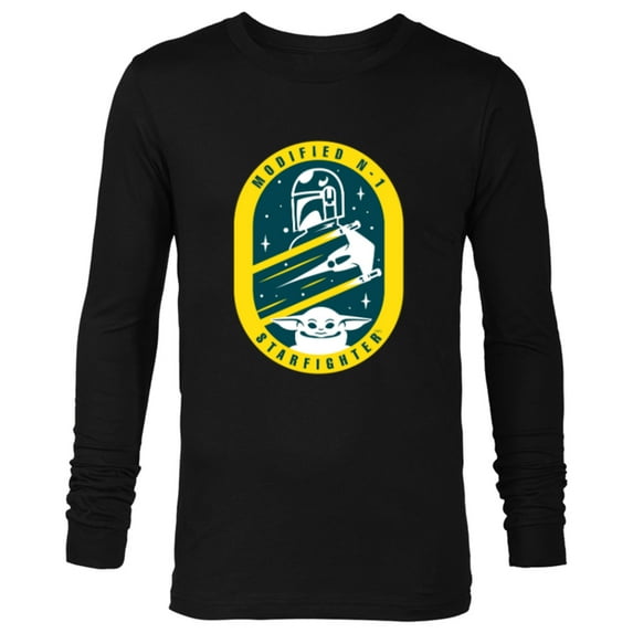 Star Wars The Mandalorian and Grogu Modified N-1 Starfighter - Long Sleeve T-Shirt for Men - Customized-Black