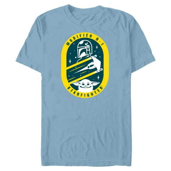 Star Wars The Mandalorian and Grogu Modified N-1 Starfighter - Short Sleeve Blended T-Shirt for Adults - Customized-Ocean Blue