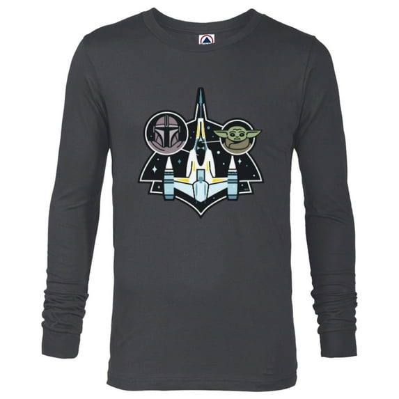 Star Wars The Mandalorian and Grogu N-1 Starfighter Top View - Long Sleeve T-Shirt for Men - Customized-Charcoal Heather