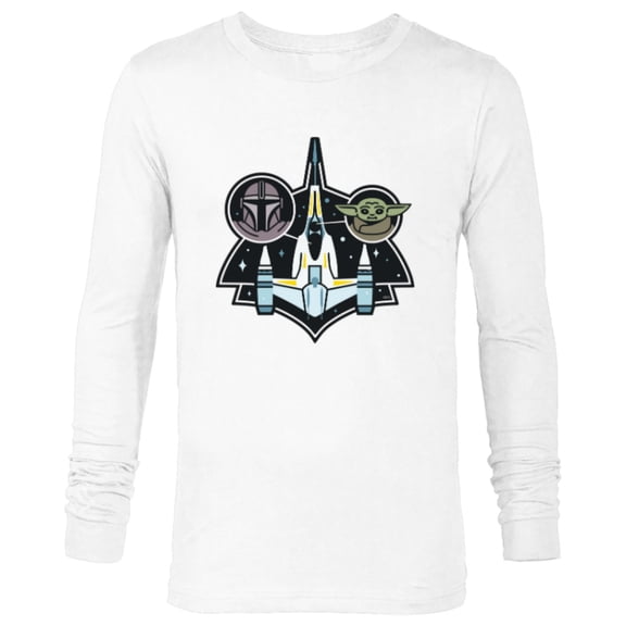 Star Wars The Mandalorian and Grogu N-1 Starfighter Top View - Long Sleeve T-Shirt for Men - Customized-White