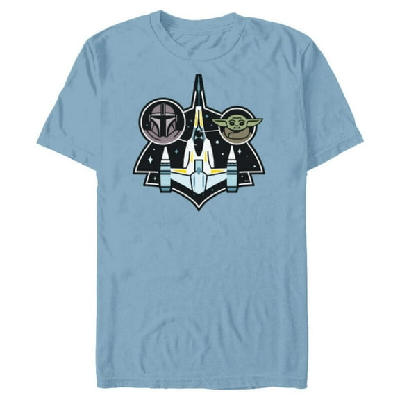 Star Wars The Mandalorian and Grogu N-1 Starfighter Top View - Short Sleeve Blended T-Shirt for Adults - Customized-Ocean Blue