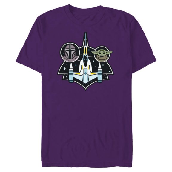 Star Wars The Mandalorian and Grogu N-1 Starfighter Top View - Short Sleeve Blended T-Shirt for Adults - Customized-Purple