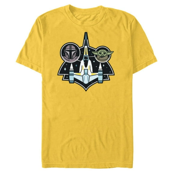 Star Wars The Mandalorian and Grogu N-1 Starfighter Top View - Short Sleeve Blended T-Shirt for Adults - Customized-Yellow