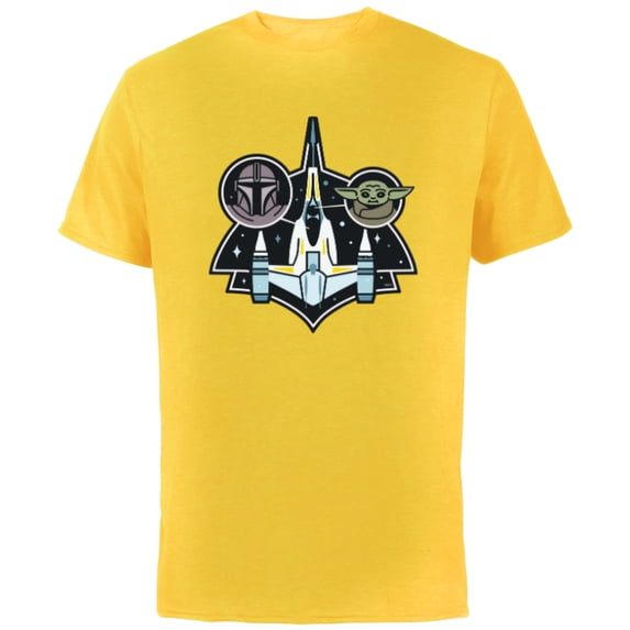 Star Wars The Mandalorian and Grogu N-1 Starfighter Top View - Short Sleeve Cotton T-Shirt for Adults - Customized-Yellow