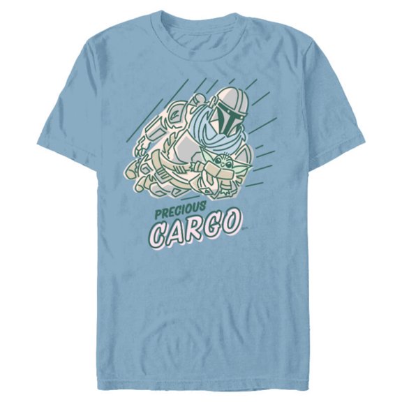 Star Wars The Mandalorian and Grogu Precious Cargo - Short Sleeve Blended T-Shirt for Adults - Customized-Ocean Blue
