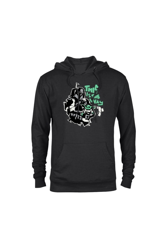 The Mandalorian and Grogu This is the Way Raw - Pullover Hoodie for Adults - Customized-Black