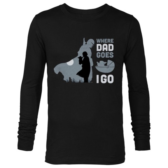 Star Wars The Mandalorian and Grogu Where Dad Goes I Go - Long Sleeve T-Shirt for Men - Customized-Black