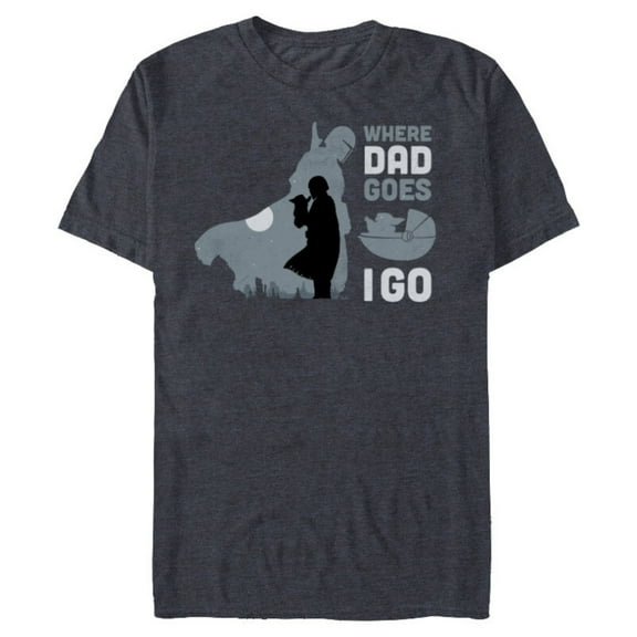 Star Wars The Mandalorian and Grogu Where Dad Goes I Go - Short Sleeve Blended T-Shirt for Adults - Customized-Navy Heather