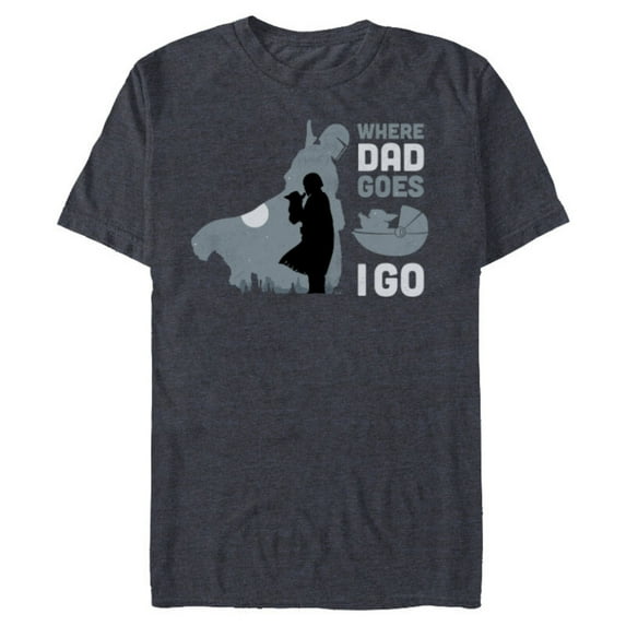 Star Wars The Mandalorian and Grogu Where Dad Goes I Go - Short Sleeve Blended T-Shirt for Adults - Customized-Navy Heather