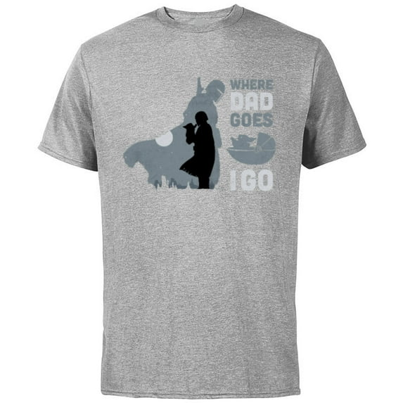 Star Wars The Mandalorian and Grogu Where Dad Goes I Go - Short Sleeve Cotton T-Shirt for Adults - Customized-Athletic Heather
