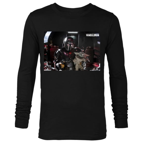 Star Wars The Mandalorian and The Child Pilot and Co-Pilot - Long Sleeve T-Shirt for Men - Customized-Black