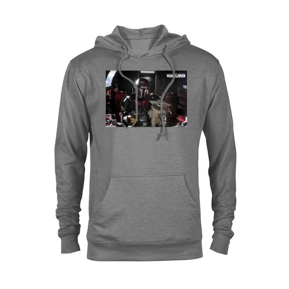 Star Wars The Mandalorian and The Child Pilot and Co-Pilot - Pullover Hoodie for Adults - Customized-Graphite Heather