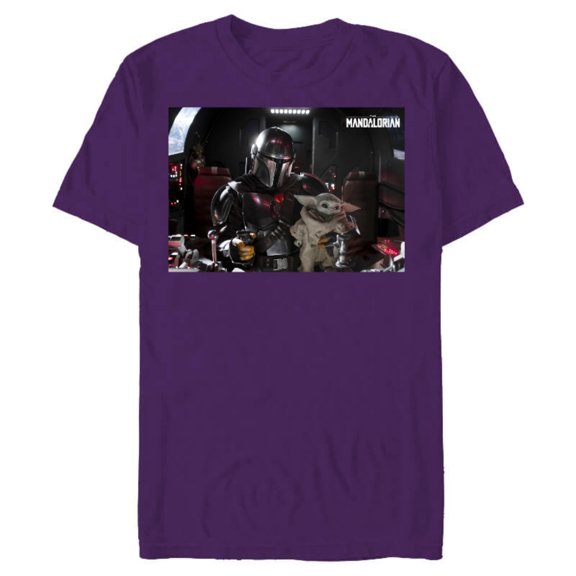 Star Wars The Mandalorian and The Child Pilot and Co-Pilot - Short Sleeve Blended T-Shirt for Adults - Customized-Purple