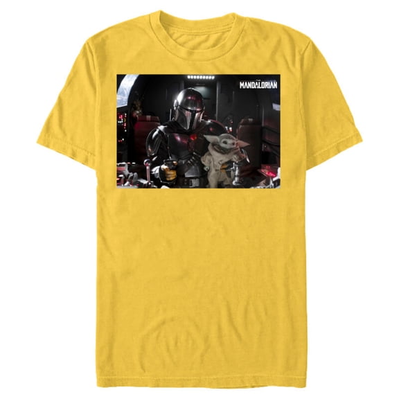 Star Wars The Mandalorian and The Child Pilot and Co-Pilot - Short Sleeve Blended T-Shirt for Adults - Customized-Yellow