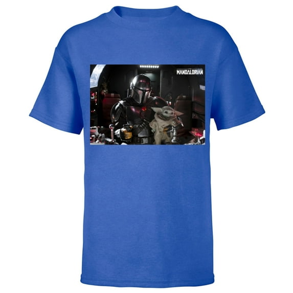 Star Wars The Mandalorian and The Child Pilot and Co-Pilot - Short Sleeve T-Shirt for Kids - Customized-Royal