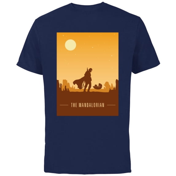 Star Wars The Mandalorian and The Child Poster - Short Sleeve Cotton T-Shirt for Adults - Customized-Navy