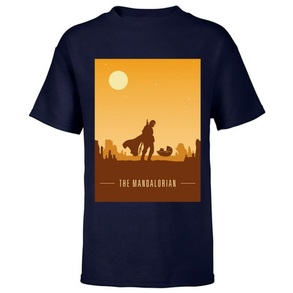 Star Wars The Mandalorian and The Child Poster - Short Sleeve T-Shirt for Kids - Customized-Navy