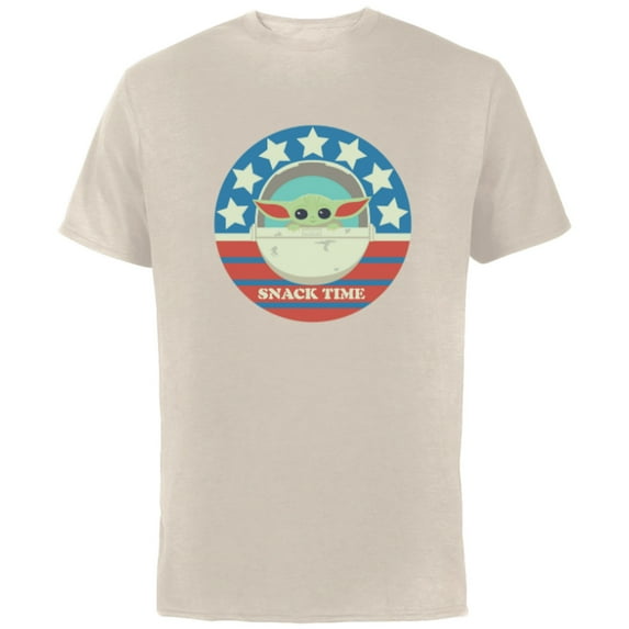Star Wars The Mandalorian the Child Snack Time Americana - Short Sleeve Cotton T-Shirt for Adults - Customized-Natural