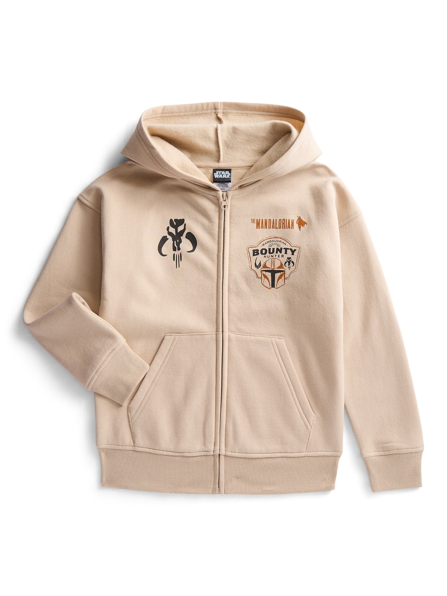 Star Wars The Mandolorian Bounty Hunter Little Boys and Big Boys Graphic Fleece Zip Up Hoodie, Sizes 4-18