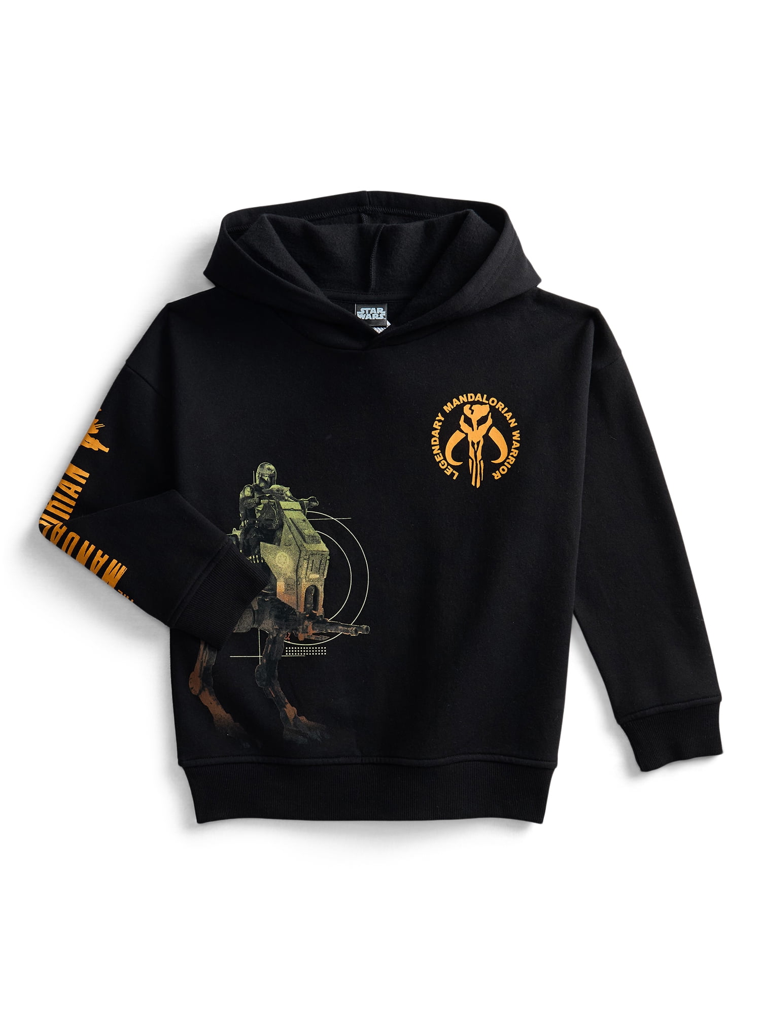 Star Wars The Mandolorian Boys Mando & Grogu Graphic Fleece Hoodie, Sizes 4-18