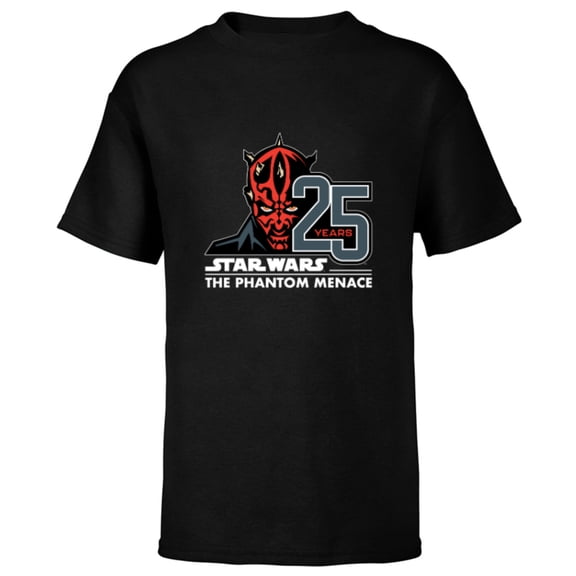 Star Wars The Phantom Menace 25th Anniversary Darth Maul- Short Sleeve T-Shirt for Kids - Customized-Black