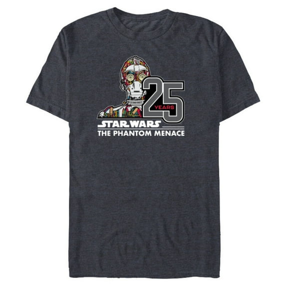 Star Wars The Phantom Menace 25th Anniversary Droid C-3PO- Short Sleeve Blended T-Shirt for Adults - Customized-Navy Heather