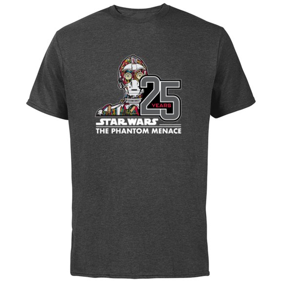 Star Wars The Phantom Menace 25th Anniversary Droid C-3PO- Short Sleeve Cotton T-Shirt for Adults - Customized-Charcoal