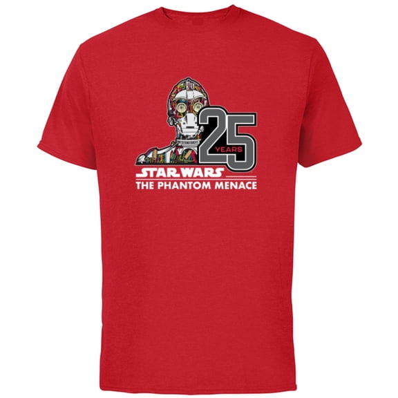 Star Wars The Phantom Menace 25th Anniversary Droid C-3PO- Short Sleeve Cotton T-Shirt for Adults - Customized-Red