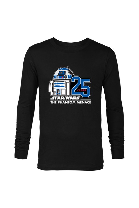 The Phantom Menace 25th Anniversary Droid R2-D2- Long Sleeve T-Shirt for Men - Customized-Black