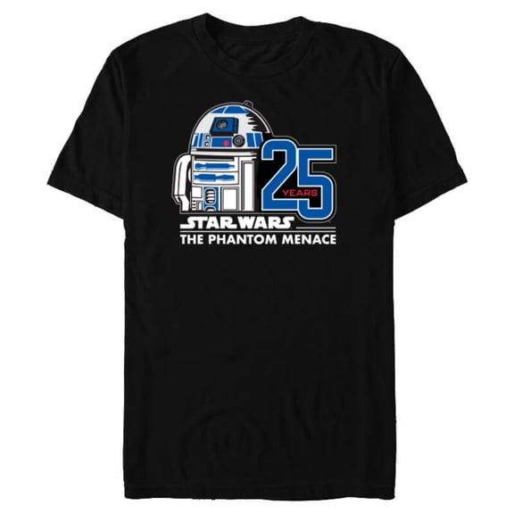 Star Wars The Phantom Menace 25th Anniversary Droid R2-D2- Short Sleeve Blended T-Shirt for Adults - Customized-Black