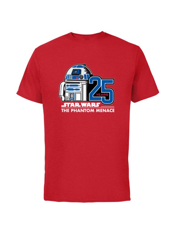 The Phantom Menace 25th Anniversary Droid R2-D2- Short Sleeve Cotton T-Shirt for Adults - Customized-Red