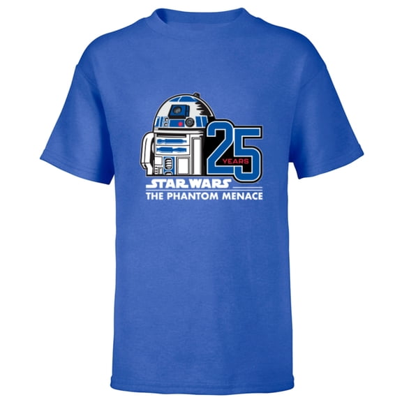 Star Wars The Phantom Menace 25th Anniversary Droid R2-D2- Short Sleeve T-Shirt for Kids - Customized-Royal