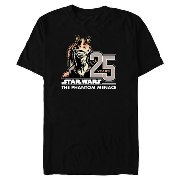 Star Wars The Phantom Menace 25th Anniversary Jar Jar Binks- Short Sleeve Blended T-Shirt for Adults - Customized-Black