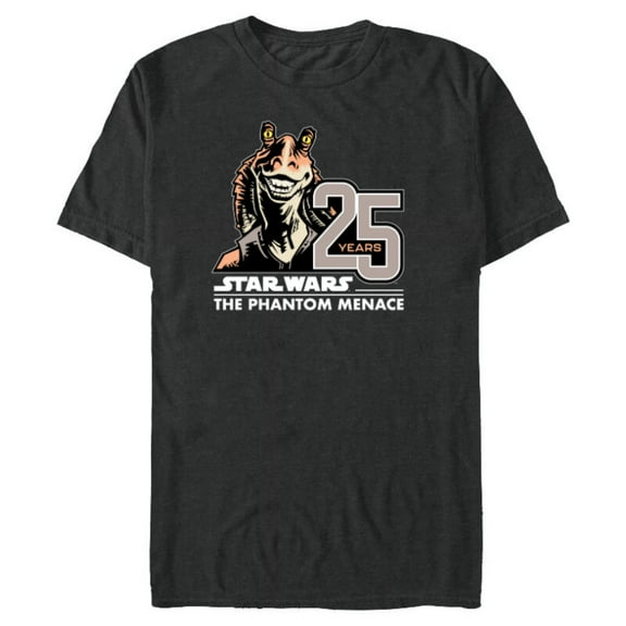 Star Wars The Phantom Menace 25th Anniversary Jar Jar Binks- Short Sleeve Blended T-Shirt for Adults - Customized-Dark Heather