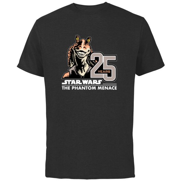 Star Wars The Phantom Menace 25th Anniversary Jar Jar Binks- Short Sleeve Cotton T-Shirt for Adults - Customized-Black