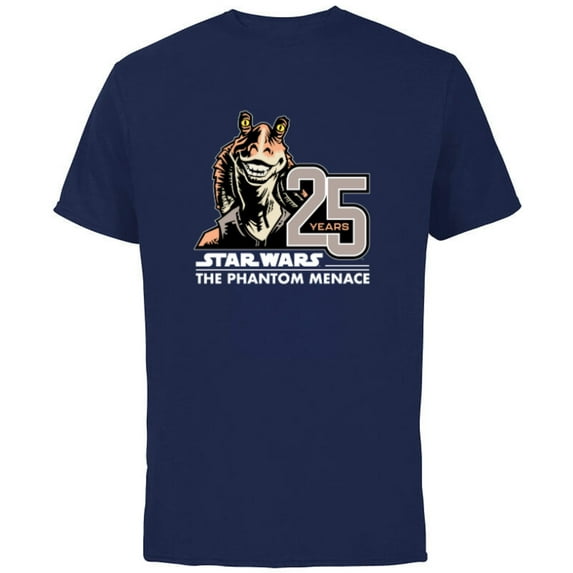 Star Wars The Phantom Menace 25th Anniversary Jar Jar Binks- Short Sleeve Cotton T-Shirt for Adults - Customized-Navy